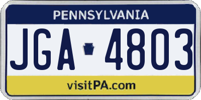 PA license plate JGA4803