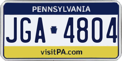 PA license plate JGA4804