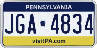 PA license plate JGA4834