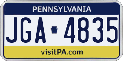 PA license plate JGA4835