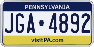 PA license plate JGA4892