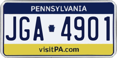 PA license plate JGA4901