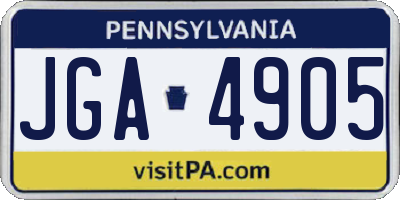 PA license plate JGA4905