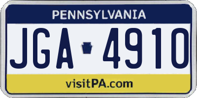 PA license plate JGA4910