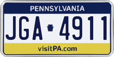 PA license plate JGA4911