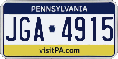 PA license plate JGA4915