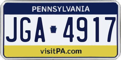 PA license plate JGA4917