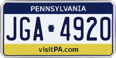 PA license plate JGA4920