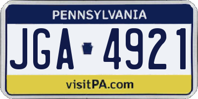 PA license plate JGA4921