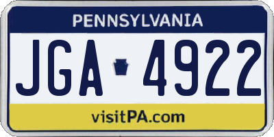 PA license plate JGA4922