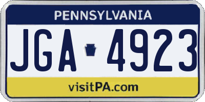 PA license plate JGA4923