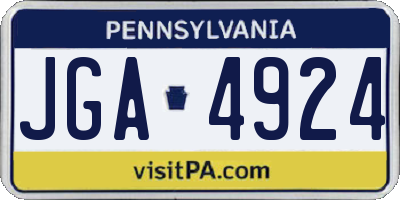 PA license plate JGA4924