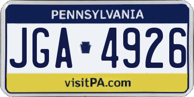 PA license plate JGA4926