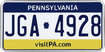 PA license plate JGA4928