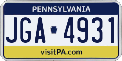 PA license plate JGA4931