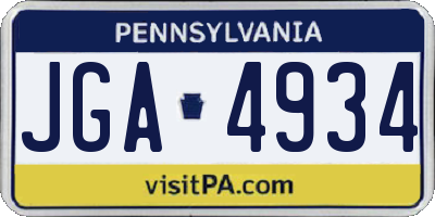PA license plate JGA4934