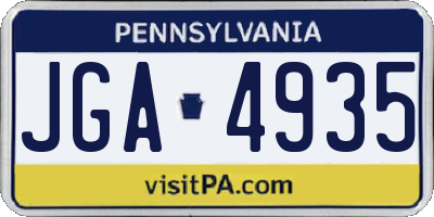 PA license plate JGA4935