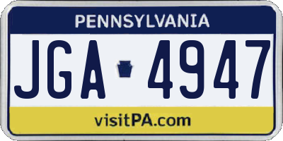 PA license plate JGA4947