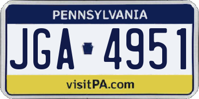 PA license plate JGA4951