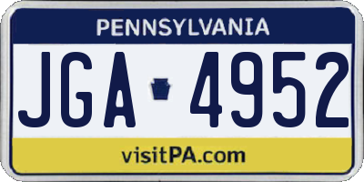 PA license plate JGA4952