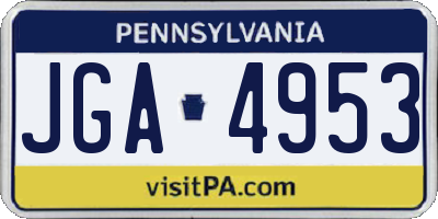 PA license plate JGA4953