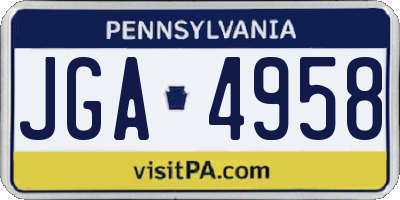 PA license plate JGA4958