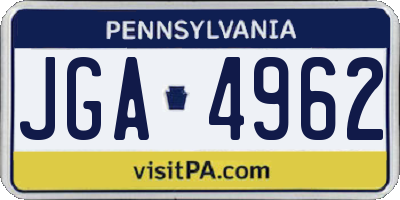 PA license plate JGA4962