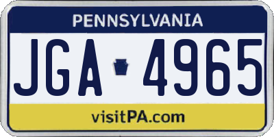 PA license plate JGA4965
