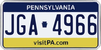 PA license plate JGA4966
