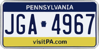 PA license plate JGA4967