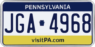PA license plate JGA4968