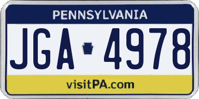 PA license plate JGA4978