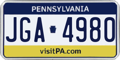PA license plate JGA4980