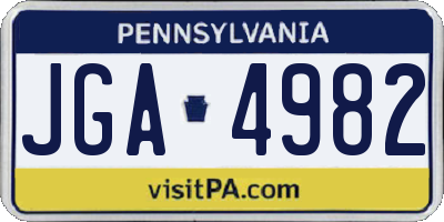 PA license plate JGA4982