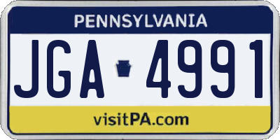 PA license plate JGA4991