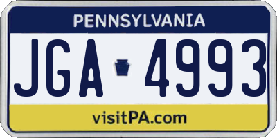 PA license plate JGA4993