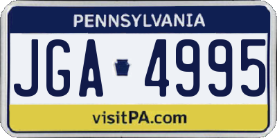 PA license plate JGA4995