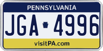 PA license plate JGA4996