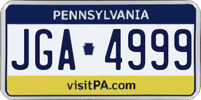 PA license plate JGA4999