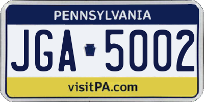 PA license plate JGA5002