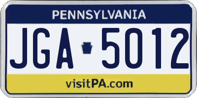 PA license plate JGA5012