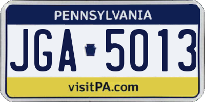 PA license plate JGA5013