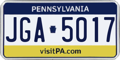 PA license plate JGA5017