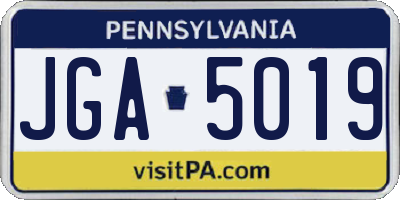 PA license plate JGA5019
