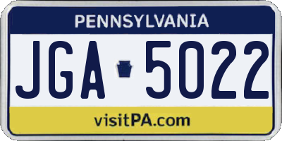 PA license plate JGA5022