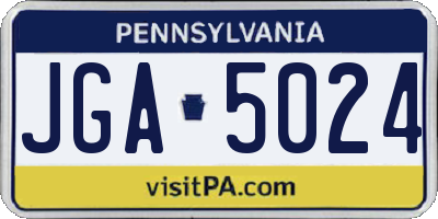 PA license plate JGA5024