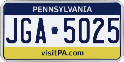 PA license plate JGA5025