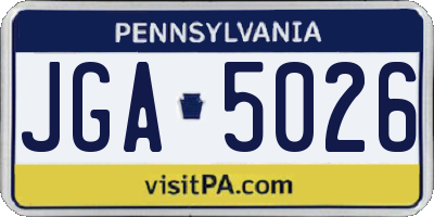 PA license plate JGA5026