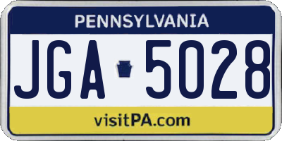 PA license plate JGA5028