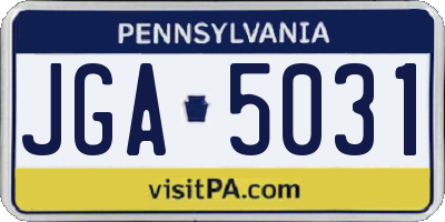 PA license plate JGA5031